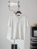 Polo Ralph Lauren Men's Camp‑Collar Button‑Front Waffle‑Knit Short‑Sleeve Shirt, Grey Pony Embroidery