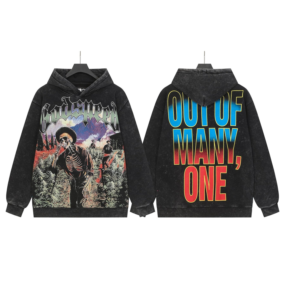 Godspeed Out of Many One Graphic Acid Wash Hoodie